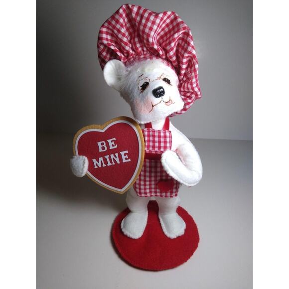 ANNALEE Be Mine Love Heart Valentines Dressed White Chef Cook Bear Doll 9" - Picture 1 of 6